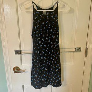 Urban Outfitters Blue and Black Floral Dress (Small)